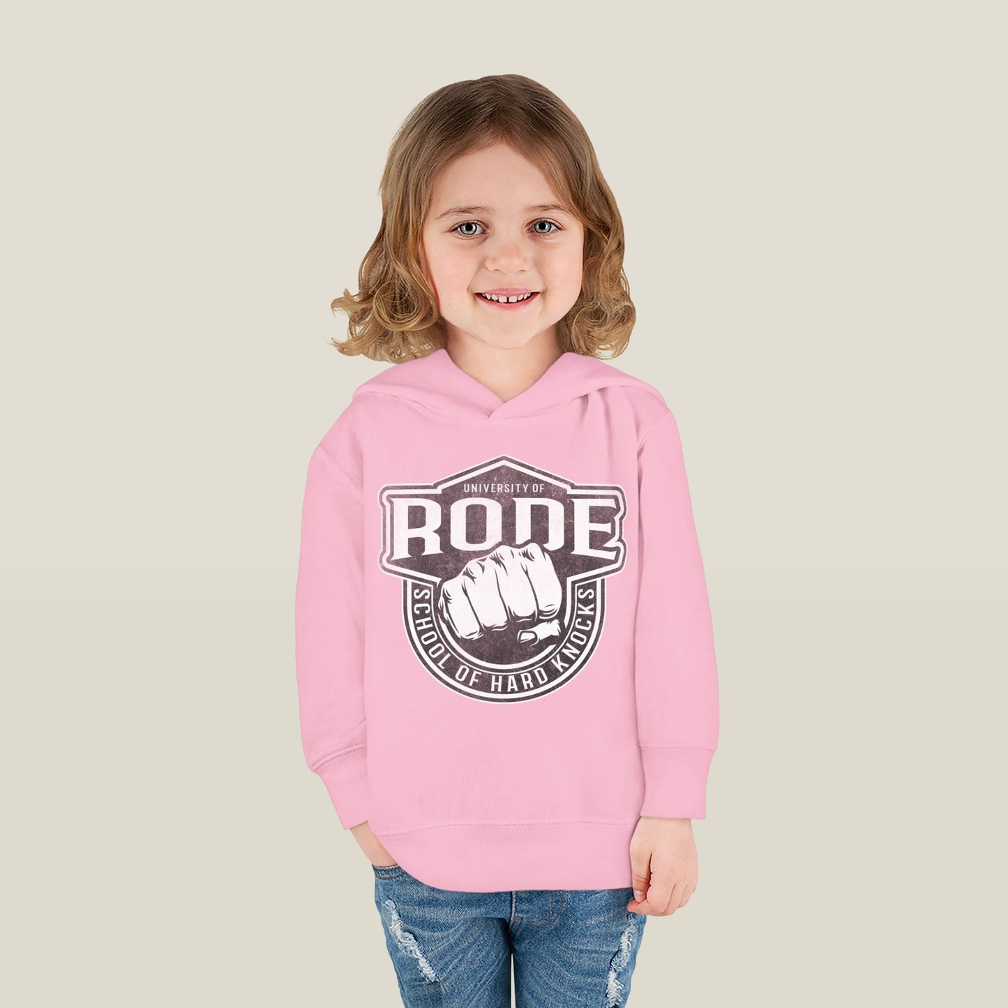 Toddler Fleece Hoodie - University of Rode, School of Hard Knocks Design