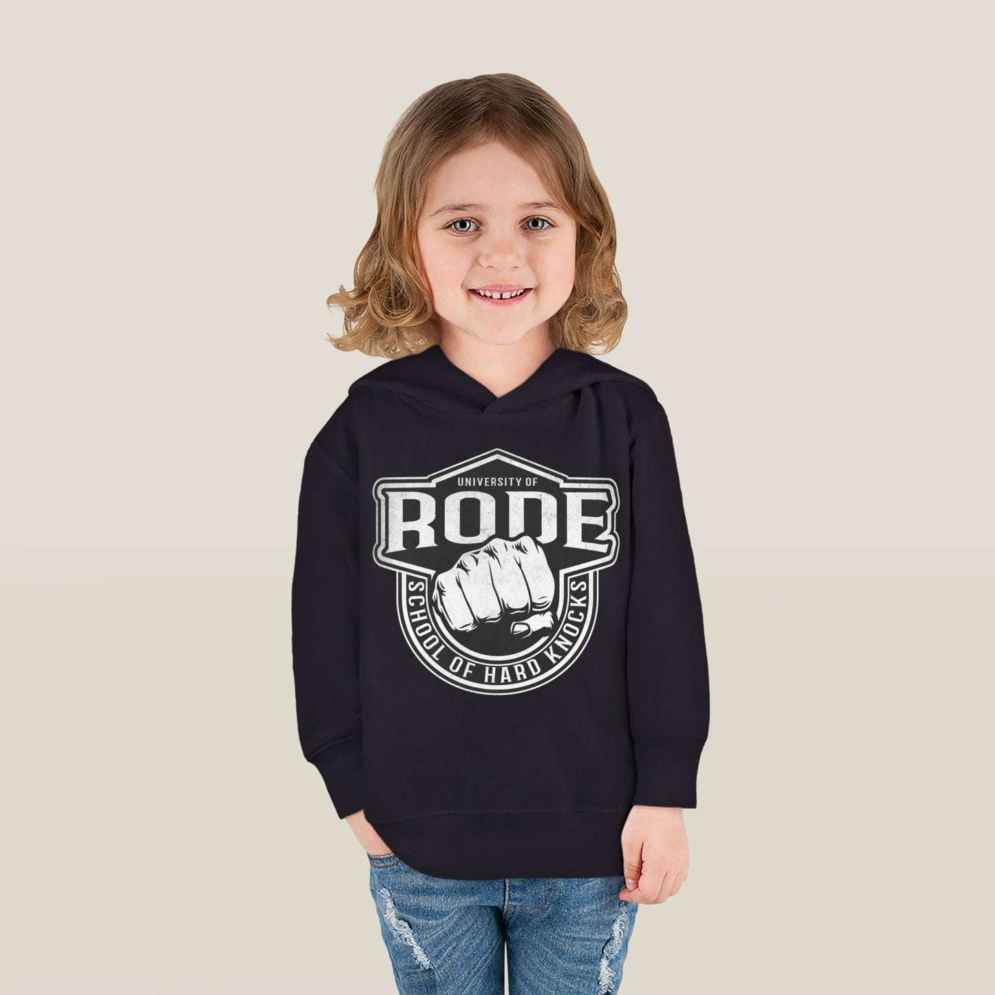 Toddler Fleece Hoodie - University of Rode, School of Hard Knocks Design