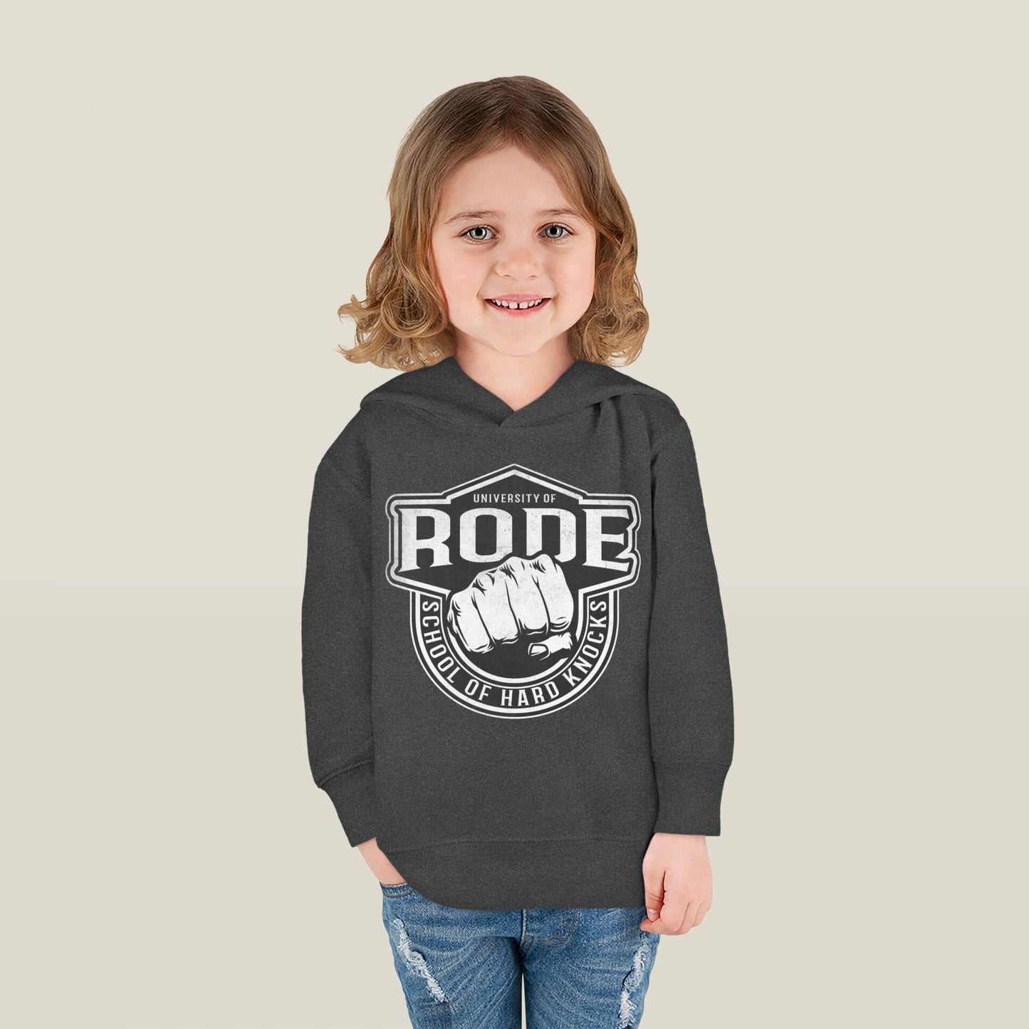 Toddler Fleece Hoodie - University of Rode, School of Hard Knocks Design