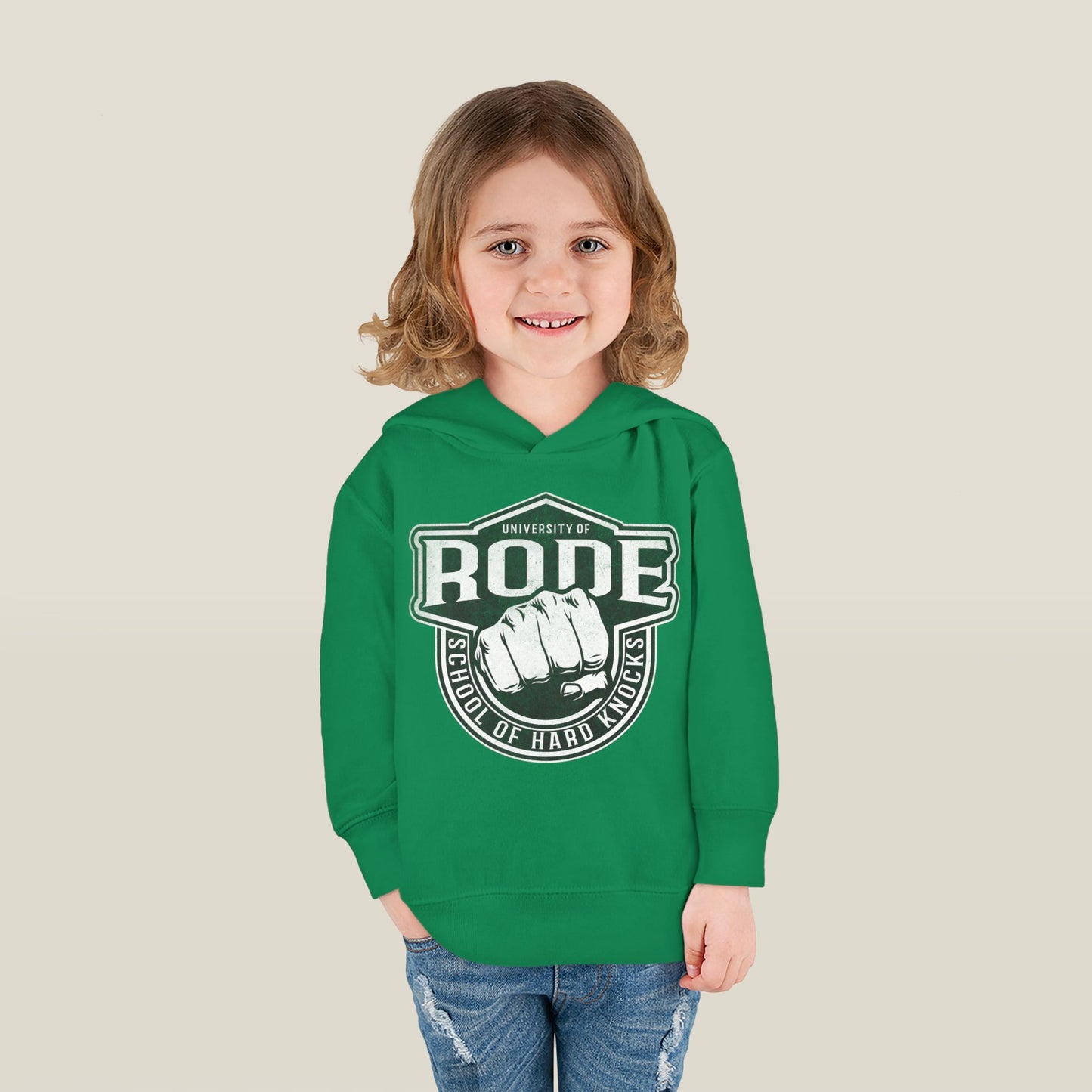 Toddler Fleece Hoodie - University of Rode, School of Hard Knocks Design