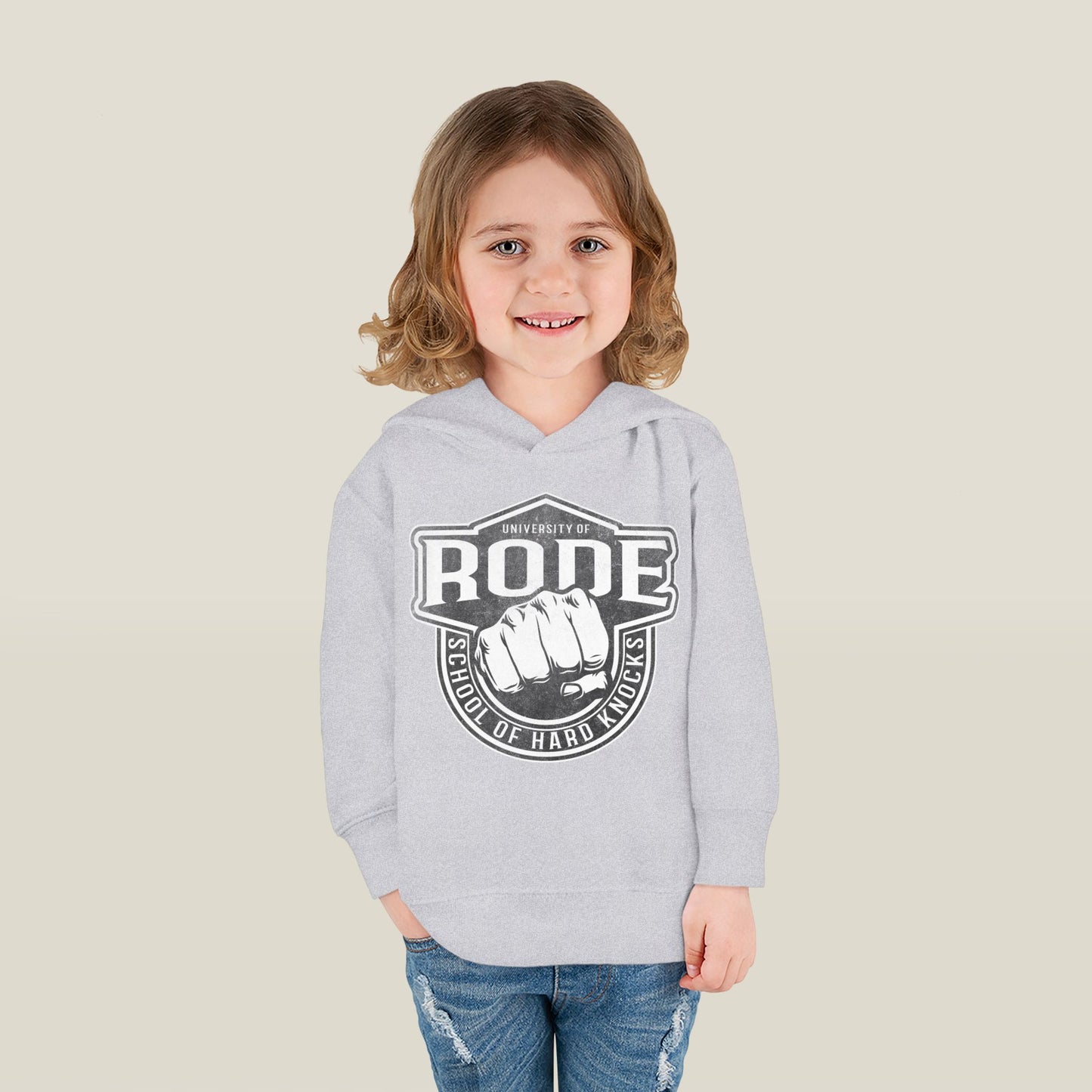 Toddler Fleece Hoodie - University of Rode, School of Hard Knocks Design