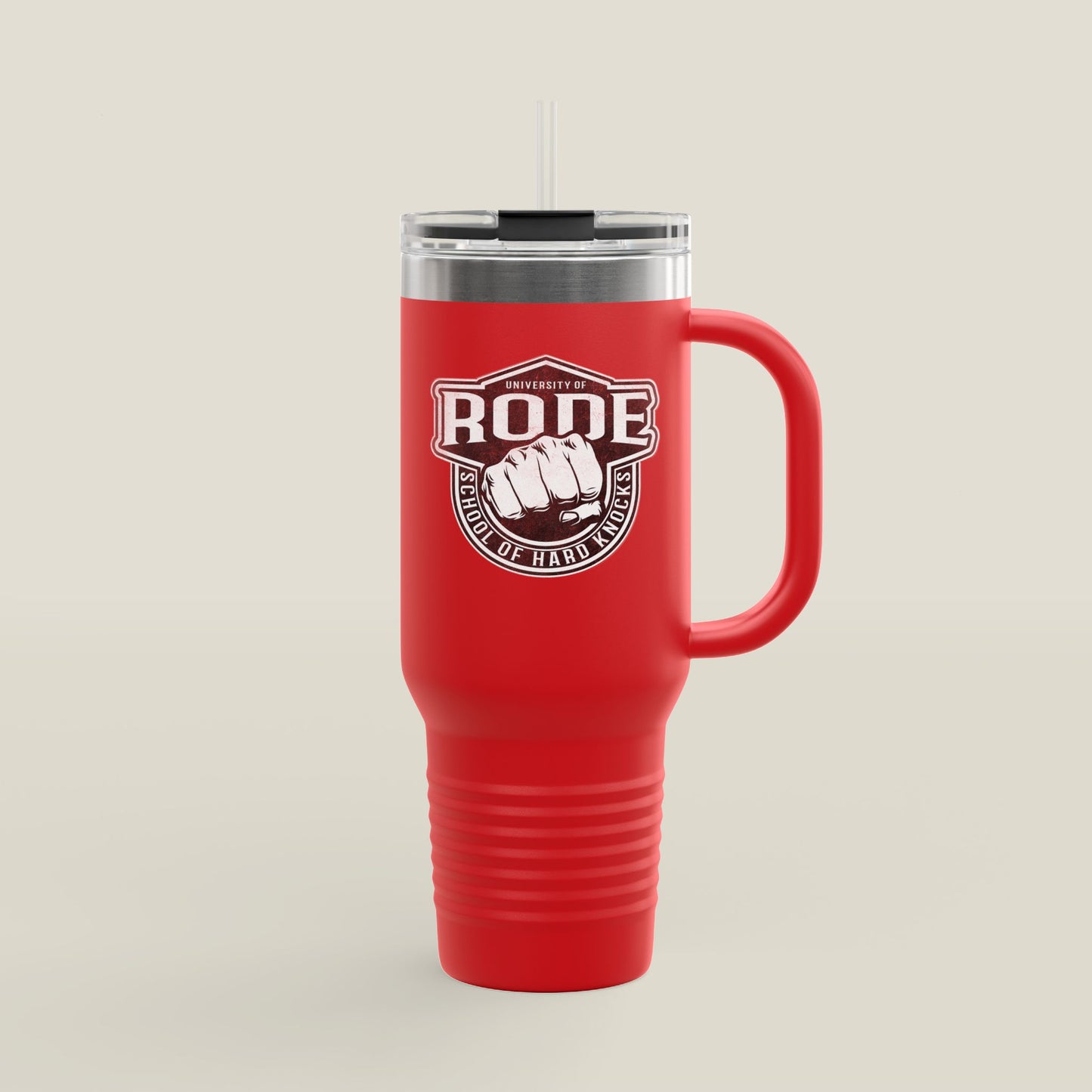 University of Rode Insulated Travel Mug - 40oz Red Coffee Cup with Straw