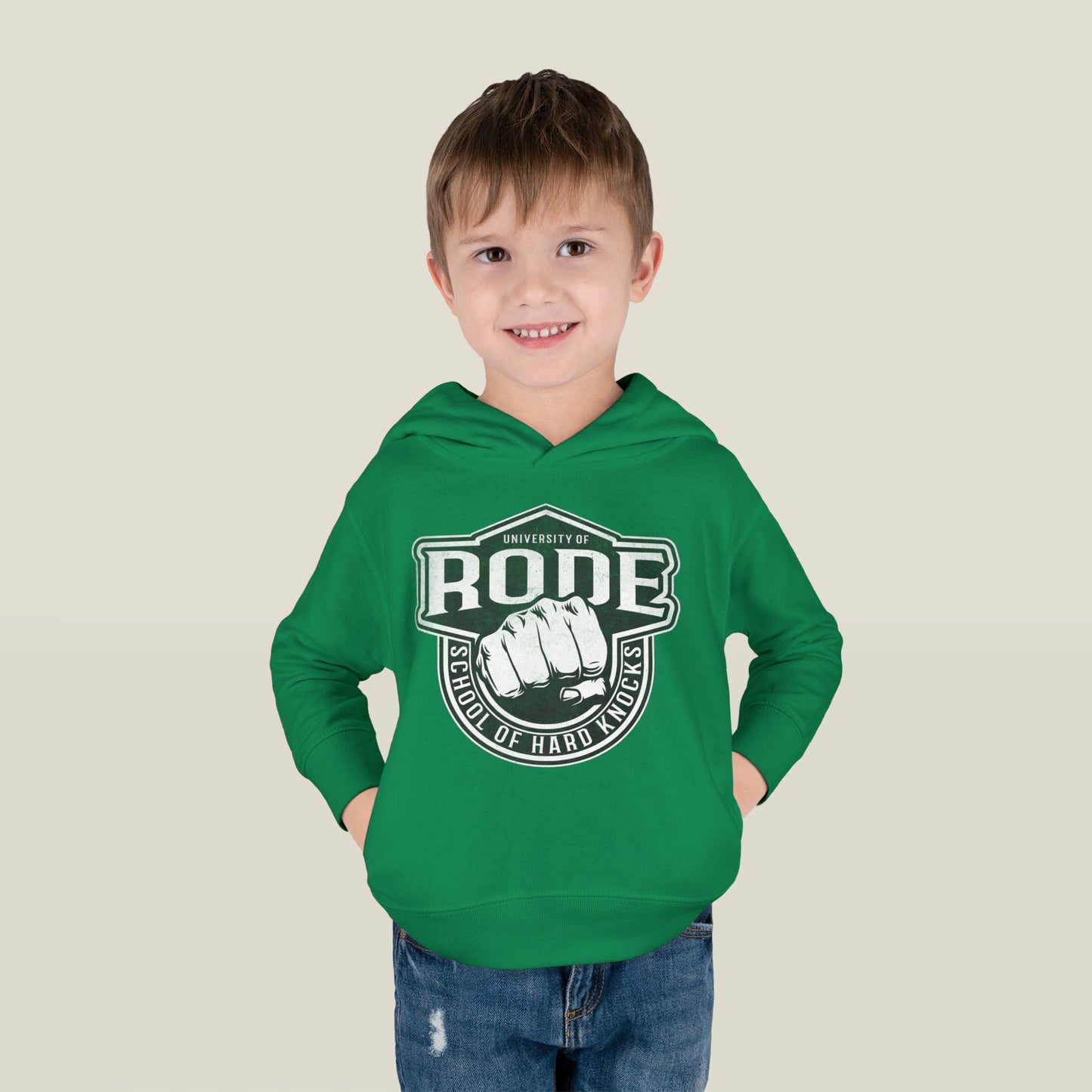 Toddler Fleece Hoodie - University of Rode, School of Hard Knocks Design